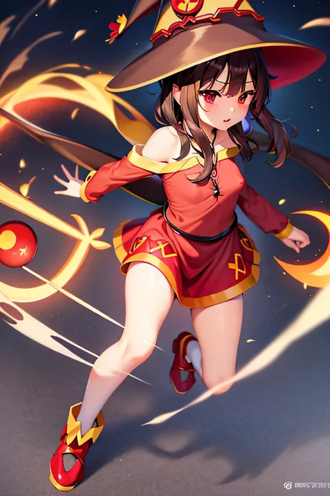 (better quality), [masterpiece], ((beautiful:0.75)  beautiful:0.75), [transparent and clean] pixiv (shape), ((Megumin)), two, walk, night, brown hair, black skirt, red sweater, short hair, red eyes、((sexy))、pointed nipples、