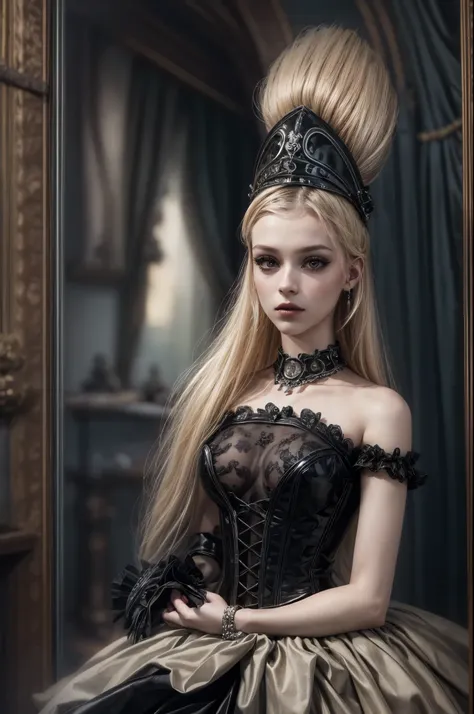 a goth picture of barbie as a gothic queen (best details, masterpiece, best quality :1.5), ultra detailed face (best details, ma...