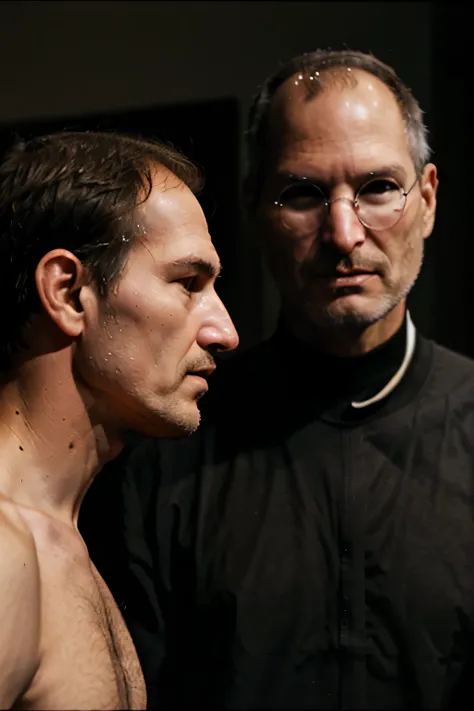 Steve Jobs face to face with Mark Zumbenberd face to face indicating that there will be a boxing match