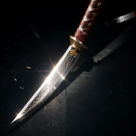 Japanese sword high resolution photo 8k remastered high definition 
shimmering gleaming shine on the blade