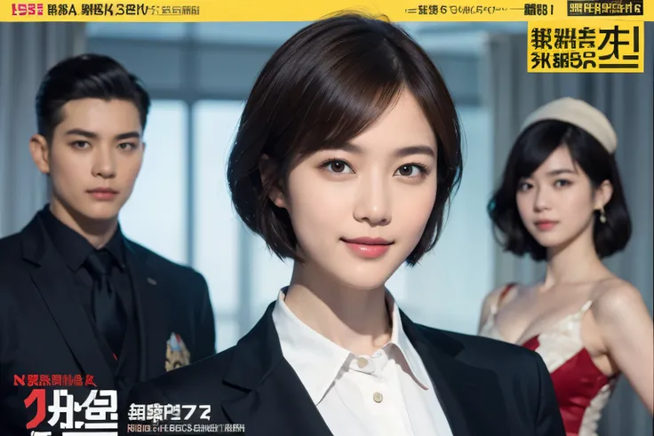 169
Shorthair, a 20 yo woman, gentle smile, working suit, spy movie poster
