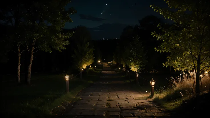 path at night, landscape
, realistic 4k, cinematic