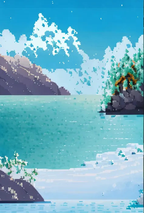 Dolphins swimming on the sea surface with falling snow,Pixel art , bela arte pixel detalhada, pixel art detalhado, Retro lo-fi video game, conceito pixelart, pixel art detalhadowork, Estilo pixel art, Eles seriam Pixel, Animation pixel art, pixel art de al...