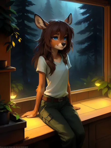 uploaded the e621, beautiful and detailed portrait of a (((female))) small very young solo teenage young anthro female deer doe with with small hips and a skinny body and ((clear navy blue eyes)),  ( small legs and hips :1.5), small pelvis, Slim waist, wea...