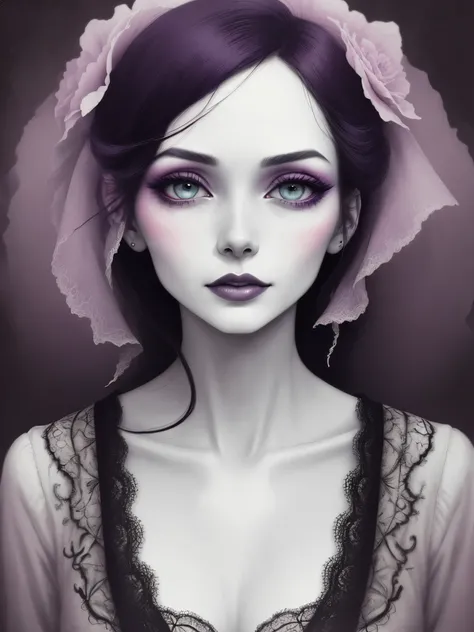 a elegant woman, vintage , eerie, matte painting, by Hannah Dale, by Harumi Hironaka, extremely soft colors, vibrant, highly detailed, digital artwork, high contrast, dramatic, refined, tonal,