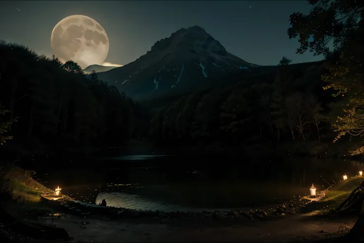 mirkwood middle eath view, moon light in mirkwood in middle eath, lord of the rings