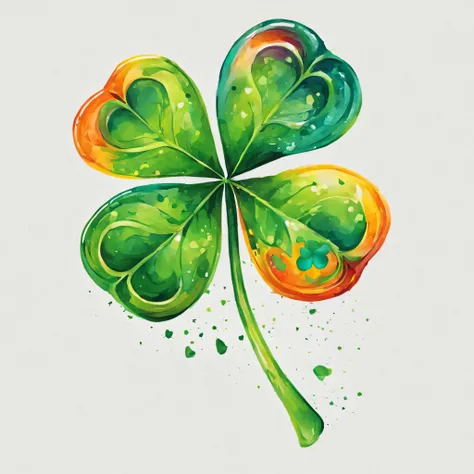 one shamrock, art, vibrant, no background