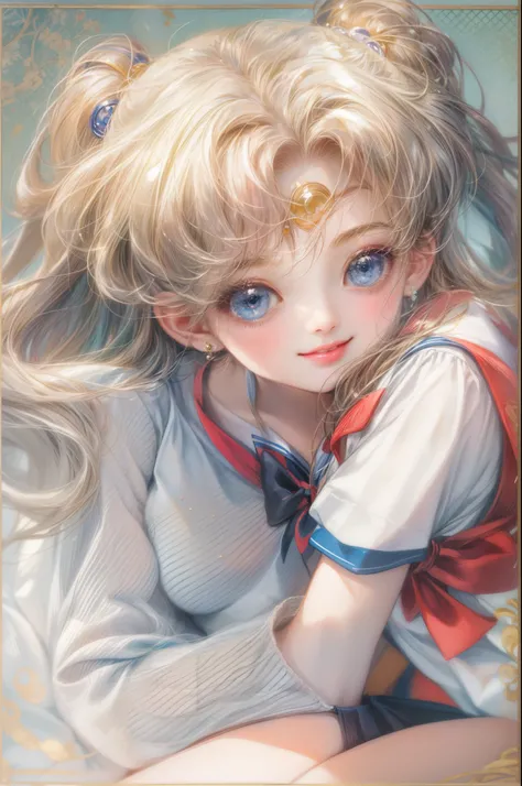 masterpiece, best quality, close-up,(1girl), sailor moon character in their casual clothes, detailed face, happy,  face focus, big eyes, anime eyes