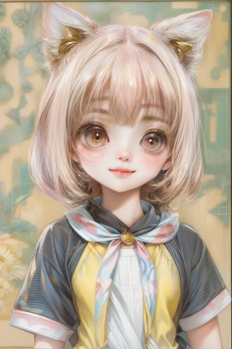 masterpiece, best quality, close-up,(1girl), tokyo mewmew , character in their casual clothes, detailed face, happy,  face focus, big eyes, anime eyes