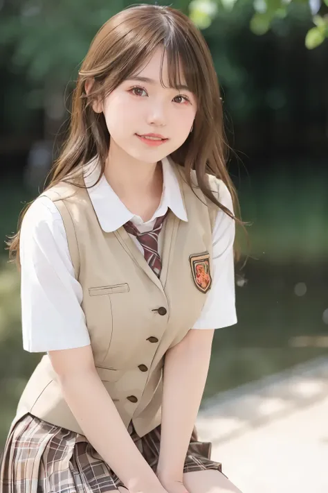 (((whole body)))，(((Are standing:1.3)))，「(((school uniform)))」，gal，Idol，gravure，ultra high resolution, film grain, movie, 1 girl, looking at the viewer, natural skin texture, Realistic eye and face details, full lips, lipstick, (compensate), ((red eyeshado...