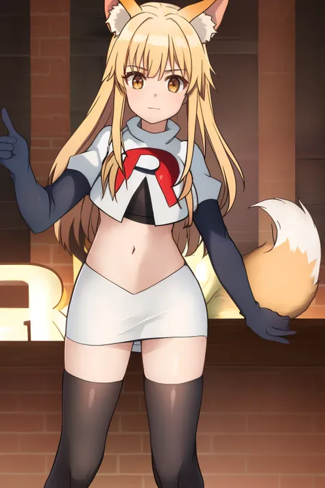 nina, 1girl, solo, long_hair, looking_at_viewer, bangs, blonde_hair, animal_ears, brown_eyes, yellow_eyes, animal_ear_fluff, fox...