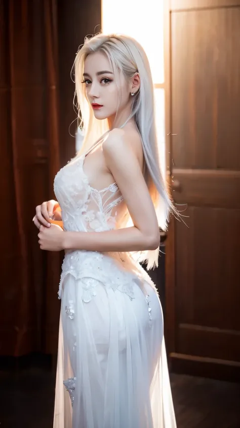 ((top quality、8k、​Masterpiece:1.3))、Extremely delicate and beautiful girl，Very white skin，fiery red lips，Waist is very thin，Thighs are very thin，，White and smooth skin，Smooth and fair skin，flawless skin，Fair and shiny skin，cold white skin，The camera focuse...