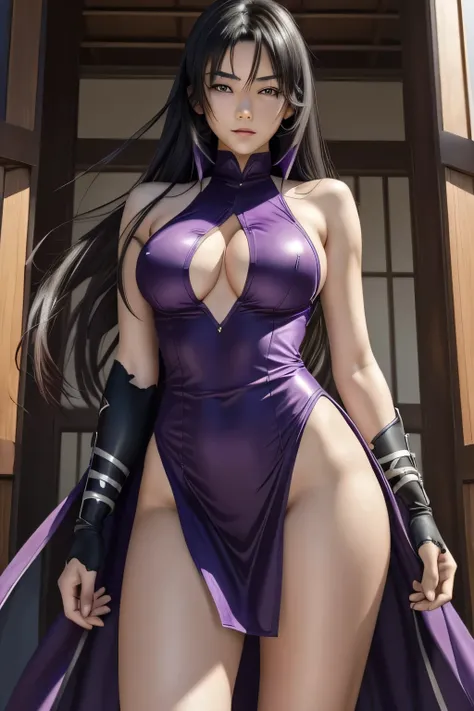 akeno himejima, highschool dxd, fair skin, long dark hair, violet eyes, ((detailed eyes:1.2)), large breasts, nsfw, wearing superhero costume, sexy, sensual, sleeveless, sideboob, underboob, masterpiece, top quality, best quality, official art, beautiful a...