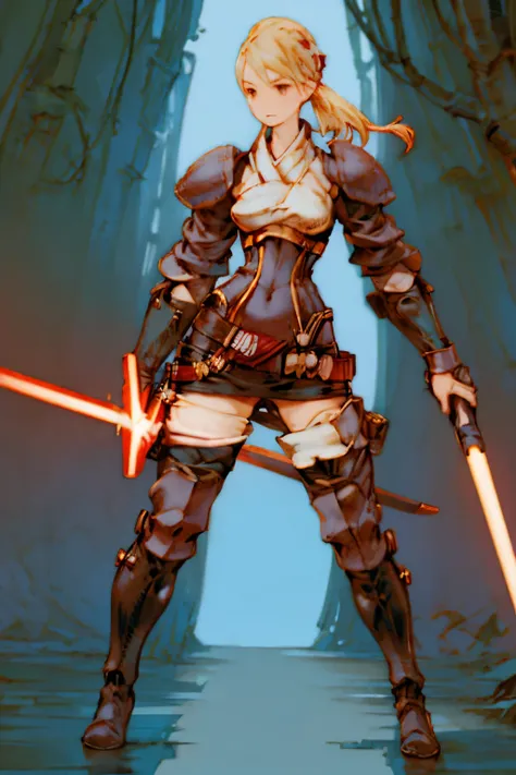 akihiko yoshida styled girl, jedi, star wars, lightsaber, thicc thighs, thigh gap, soft eyes, cute, chibi, lewd, hip dip