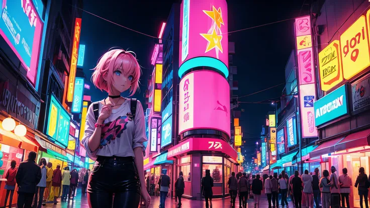 bright　Light　anime　night　Beauty　neon street