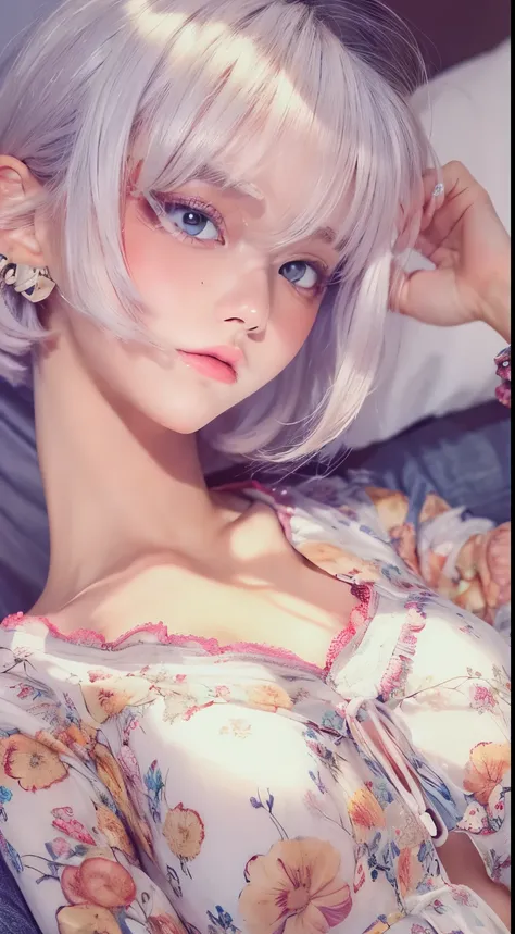 NSFW,((highest quality, 8k, masterpiece :1.3)), 1 girl, pretty woman with thin abs :1.3, (medium short hair, huge breasts :1.2), pajamas:1.1, super detailed face, fine eyes, 