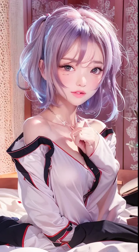 NSFW,((highest quality, 8k, masterpiece :1.3)), 1 girl, pretty woman with thin abs :1.3, (medium short hair, huge breasts :1.2), pajamas:1.1, super detailed face, fine eyes, 