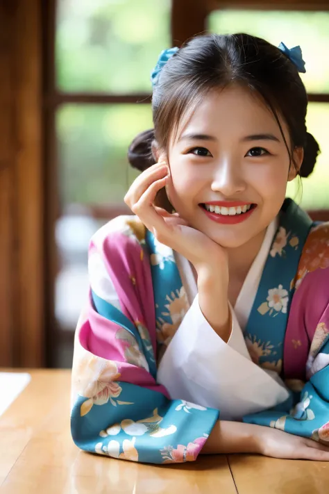 ((highest quality)), ((table top)), (be familiar with), perfect face,kimono,laughter