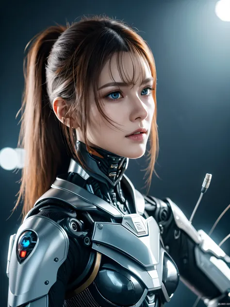 complex 3d render ultra detailed of a beautiful porcelain profile woman android face, Cyborg, cyborg robot parts, 150 mm, Beautiful studio soft light, rim-light, vibrant detail, Luxurious cyberpunk, Lace, Hyperrealistic, anatomically, face muscles, Cable E...