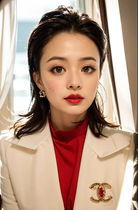 (masterpiece:1,2), best quality, masterpiece,1girl, black hair, earrings, forehead, jewelry, long hair, looking at viewer, , red lips, solo, upper body，3d