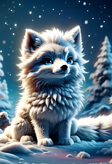 (masterpiece, best quality:1.2), q version, 1 charming little arctic fox, north american cartoons, lovely, lively.