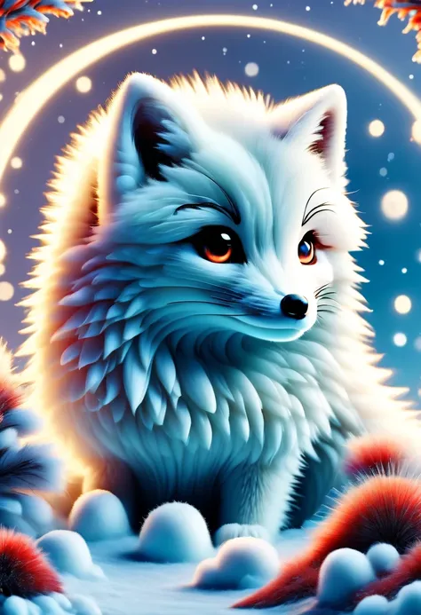 (masterpiece, best quality:1.2), q version, 1 charming little arctic fox, north american cartoons, lovely, lively.