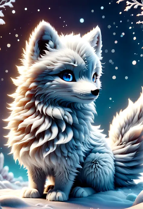 (masterpiece, best quality:1.2), q version, 1 charming little arctic fox, north american cartoons, lovely, lively.