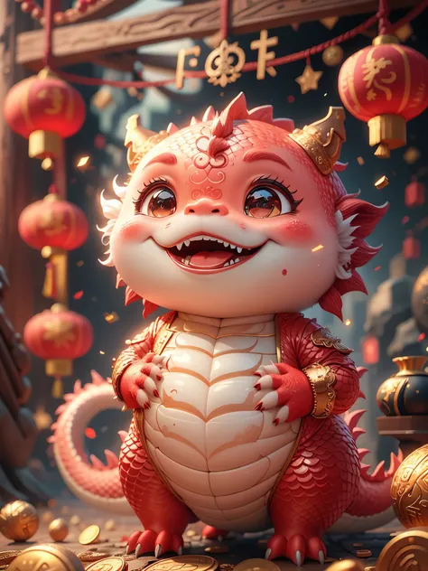 Q version,chunky,petite,miniature,baby chinese dragon,3d model,minimalist art,Resolution up to 8K,Exhibit ultra-high quality