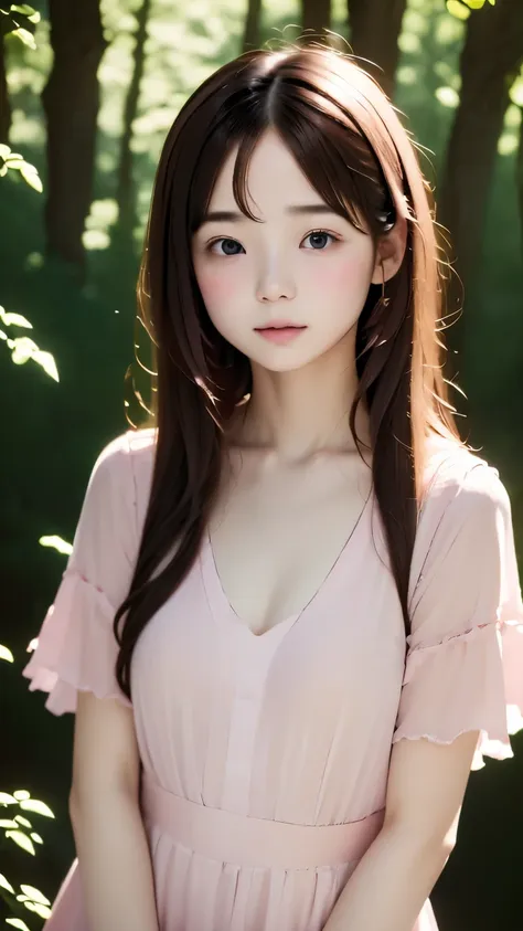 (((pink world:1.3)))、highest quality, table top, high resolution, (((1 girl))), 16 years old,(((eyes are pink:1.ink dress、((pink...