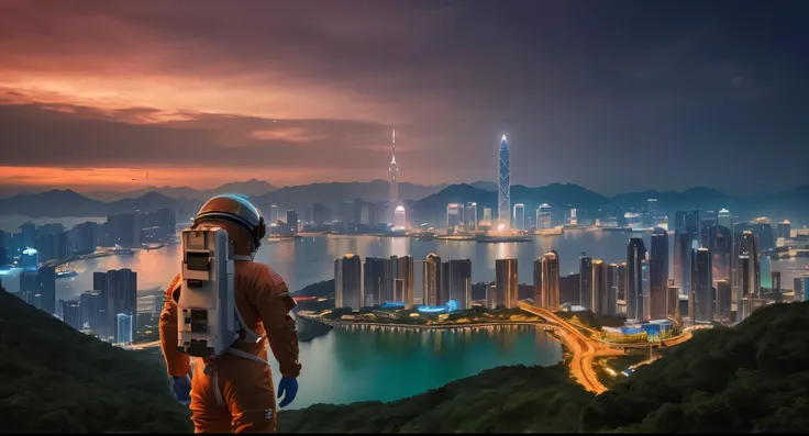 Astronauts in Shenzhen Guangdong-Hong Kong-Macao Greater Bay Area