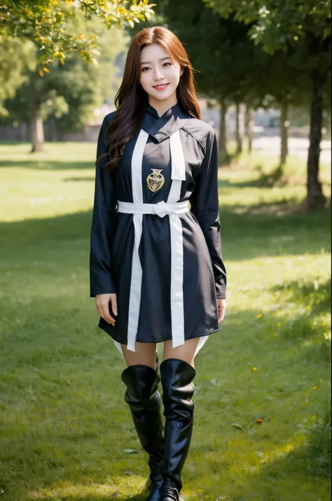 (((middle ages tabard))),(((Emblem))), (((standing))),(((hunting boots))), ulzzang-6500-v1.1, (Raw photo:1.2), (Photo realistic:1.4), a beautiful detailed girl, extremely detailed eye and face, beautiful detailed eyes, ultra-detailed, High resolution, top-...