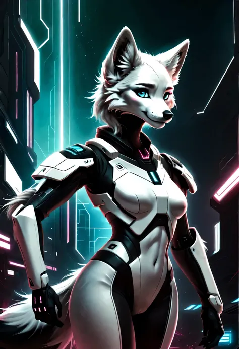 《codename arctic fox》,science fiction,futuristic,cyberpunk,surrealism,white,