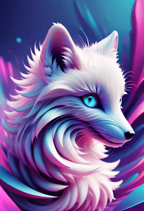 (arctic fox:1.8)，Smooth、curve、irregular、clever、nature、ink、mottled、wet、rough、wind erosion，best quality,super detailed,actual,All kinds of creativity,detailed,Unique,Fashion,beautifully,Playful and vibrant design,artistic and expressive shapes,Beautiful text...