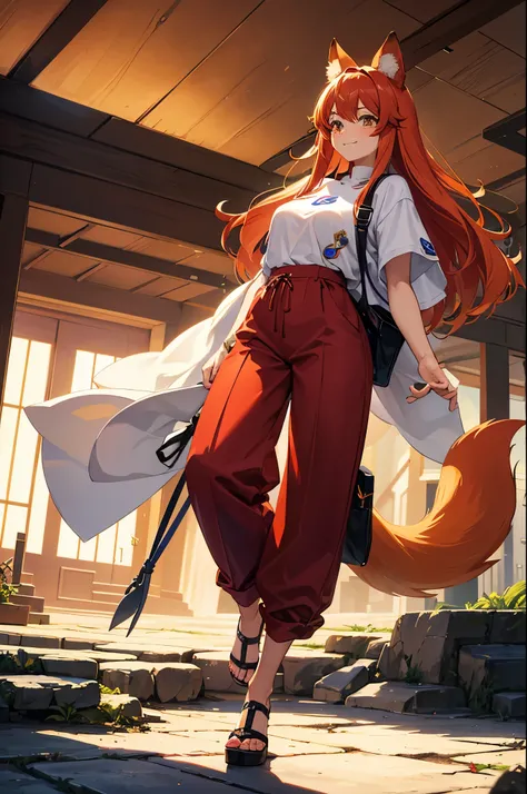 Maya is an anthropomorphic red fox with shiny, soft fur that shimmers in the sunlight.. Su pelaje es de un tono rojo vibrante, with lighter tufts on the chest and tip of the tail. Sus ojos son avispados y brillantes, of an amber color that reflects its cun...