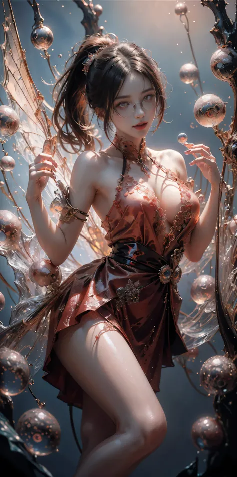 (The best illustrations)、realisitic、ultra-detailliert、The best lighting、Best Shadows、alluring succubus, ethereal beauty, perched on a cloud, (fantasy illustration:1.3), enchanting gaze, captivating pose, delicate wings, otherworldly charm, mystical sky, (L...