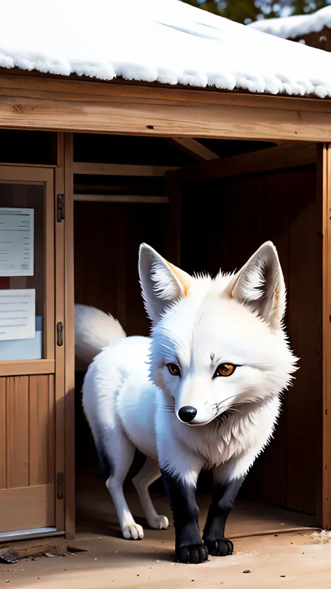 Arctic fox in the zoos breeding room