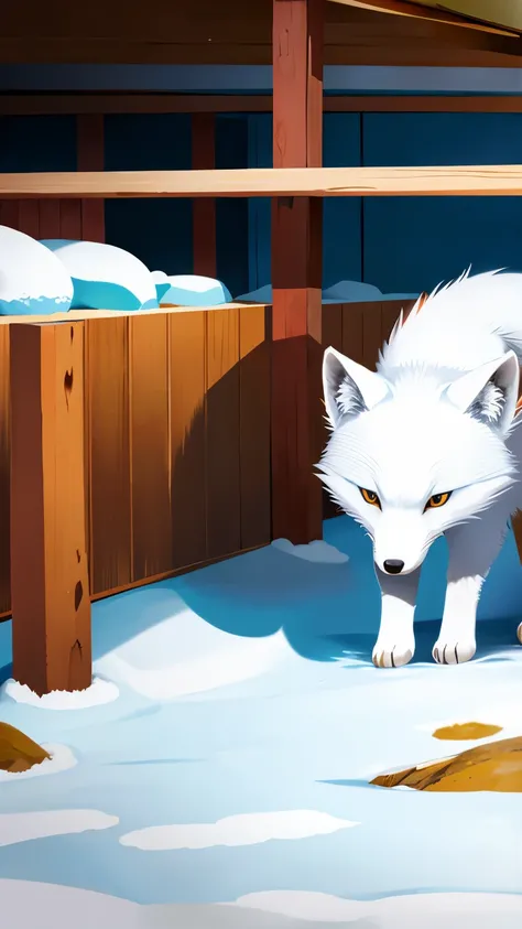 Arctic fox in the zoos breeding room