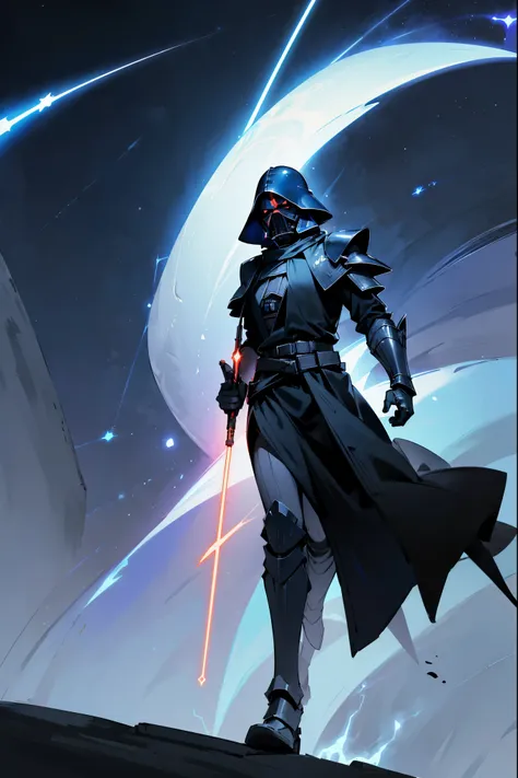 1male, sith clothing, dark star wars sith clothing, (dark sith heavy armor), (((blue lightning aura))), walking on path, star wa...