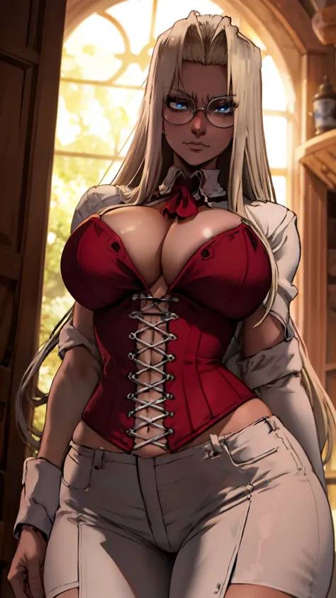 , (1girl), extremely detailed, d, perfect face, upper body, HDR, hellsing, integra, integra hellsing, standing, breast focus, breasts, large breasts, bare breasts, naked, nude, boob window, sexy, wide hips, thicc figure, Detailed blue eyes, Detailed face, ...