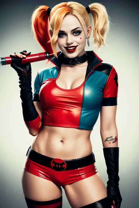 harley quinn with a 10" penis in the style of Nathan Szerdy
