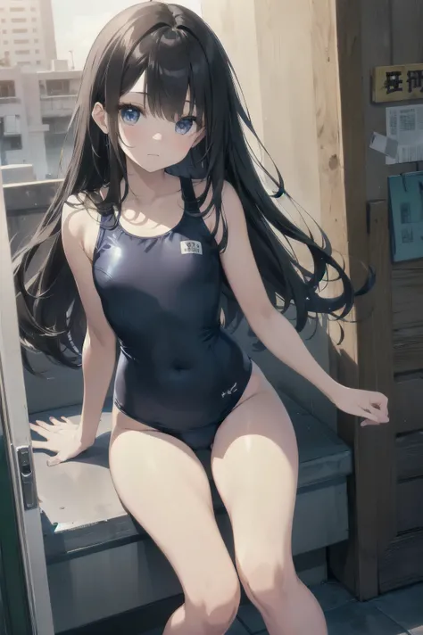 High quality、highest quality、complete limbs、Ultra high definition、vivid colors、Sparkling eyes、full finger、slender beauty、knee high、school swimsuit、school swimwear、surprised、resort hotel