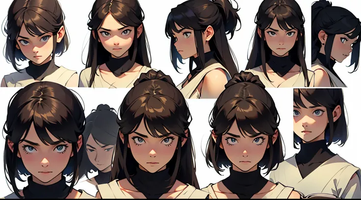 example of how to draw a book of a head looking forward in stages, various poses, something girls, 4k