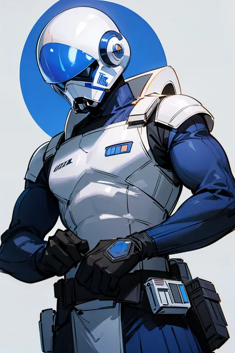 star wars, alien, star wars outfit, male, helmet, shiny outfit, blue eyes, muscular, different hair