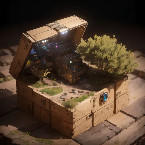 3598年Mars realistic model, (split ends, original photo, best quality, masterpiece:1.4),Steampunk Cyberpunk 6820 City,(CyberpunkMars light:1.3), Mars (related to land),(in a small nature box:1.3),Isometric, small nature, landscape on foundation,landscape,