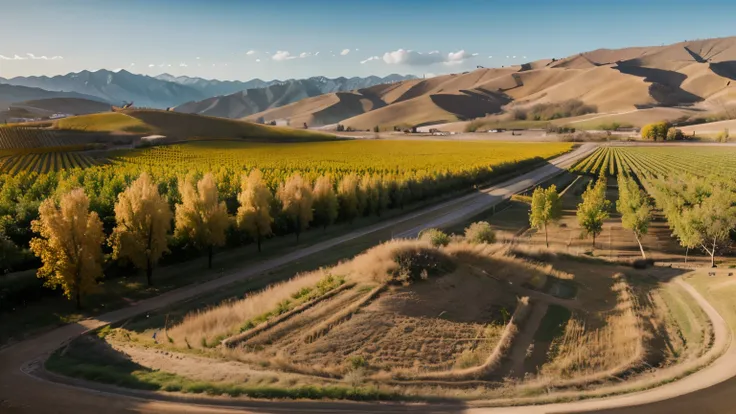 Apricot trees, orchards, Dense almond orchard, Picking Apricot Orchard, Hundred acres of orchard, Plum Apricot Orchard in Wuxiang County, Changzhi, ray tracing, cinematic lighting, chiaroscuro, panorama, 135mm, f/4.0, Ultra-Wide Angle, bloom, UHD, high det...