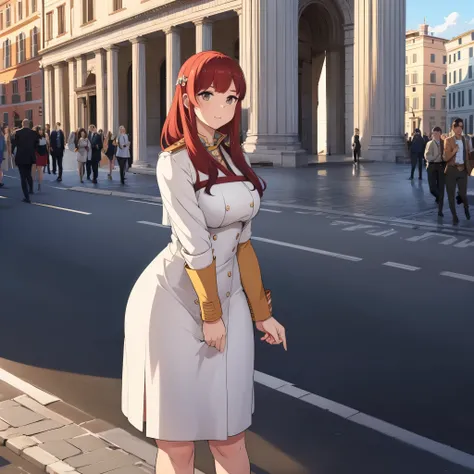 a woman wearing white dress in rome