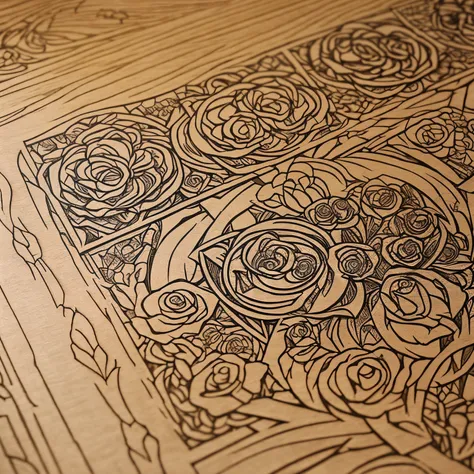 Design a graphic patter of scrolls and roses for laser engraving 