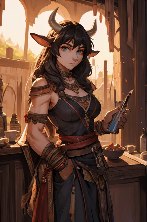 (8k, RAW photo, best quality, masterpiece), (1girl:1.5), a detailed character portrait, clearly worked out detail, (taurus, cow), (warrior, barbarian), ((muscular, cute face, big breasts)), fantasy hobo ripped clothes, rpg, dnd, lithe, intricate, cinematic...