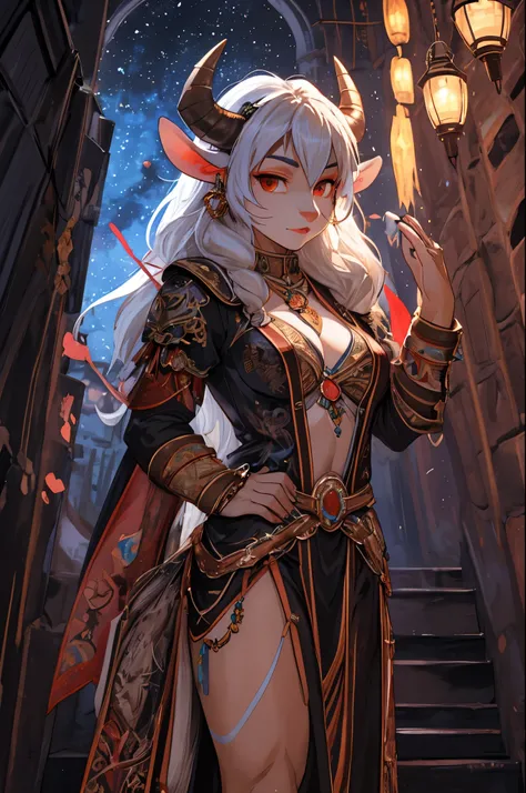 (8k, RAW photo, best quality, masterpiece), (1girl:1.5), a detailed character portrait, clearly worked out detail, (taurus, cow), (wizard, magician), ((muscular, cute face, curvey body)), breast, wearing fantasy tribal clothes, rpg, dnd, lithe, intricate, ...