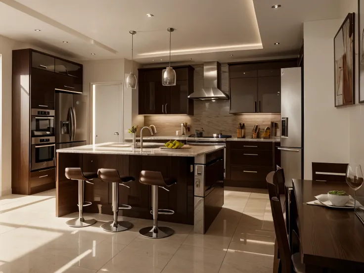 4k high quality interior designed kitchen with terrace detailed image